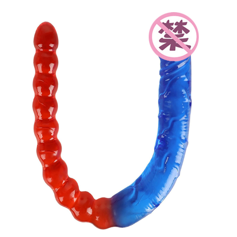 Double-Headed Crystal Dildo TPE Dual-Ended Adult Toy in White — detail image 4
