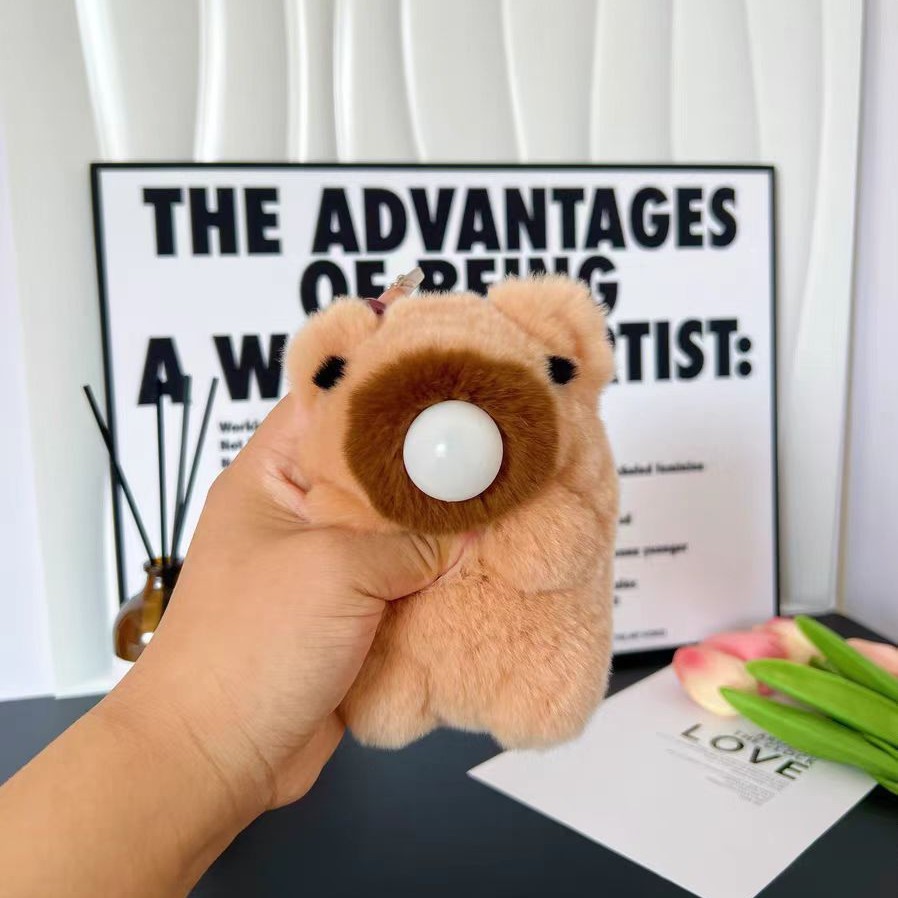 Nuevo espuma espuma capibara colgante muñeca de peluche marmota llavero de automóvil bolso colgante