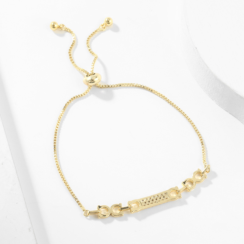 simple copper-inlaid zircon color-preserving pull-out bracelet