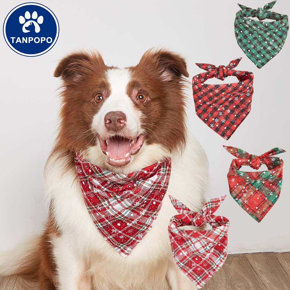 TANPOPO Spot Toalla de saliva para mascotas de Navidad transfronteriza Bufanda para perros Accesorios para mascotas Bufanda triangular