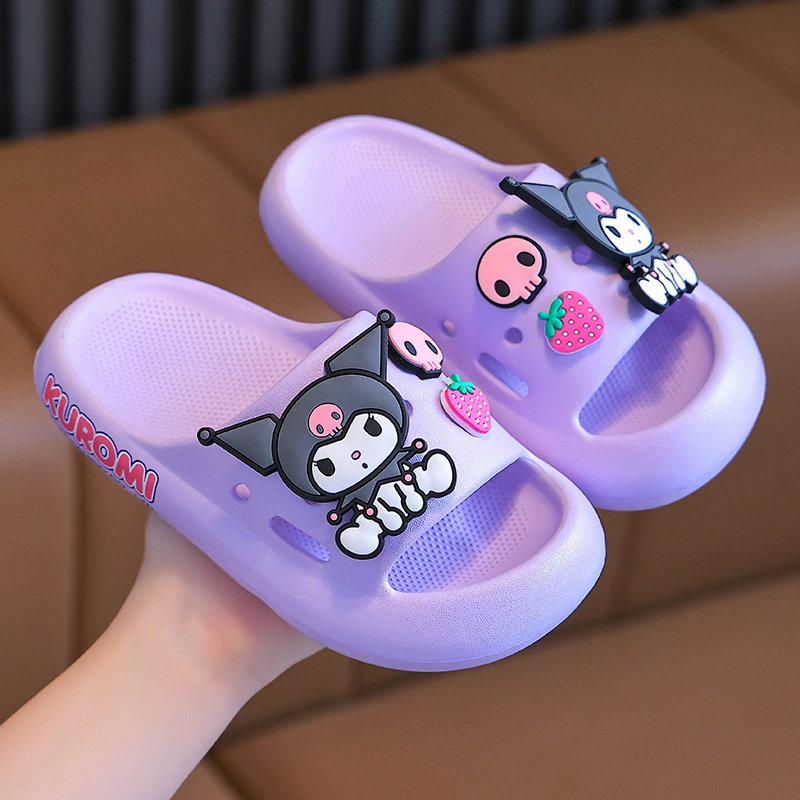Kuromi Kidsren's Slippers for Girls 2024 New Girls Sanrio Anti-Slip Home Indoor and Outdoor Slippers Summer