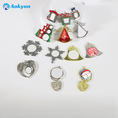 新型クロスボーダー熱転写空白クリスマスツリーペンダントDIY祝日翼雪花金属装飾品卸売り