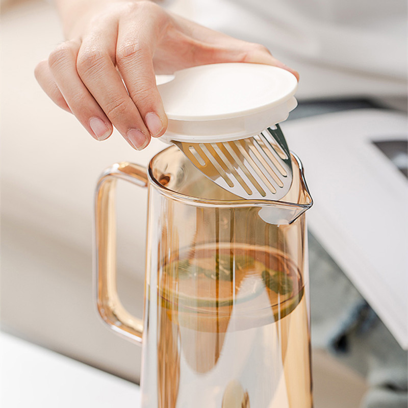 Vidrio borosilicato ámbar botella de agua fría hogar ahumado gris gran capacidad jugo limón olla cuerpo recto