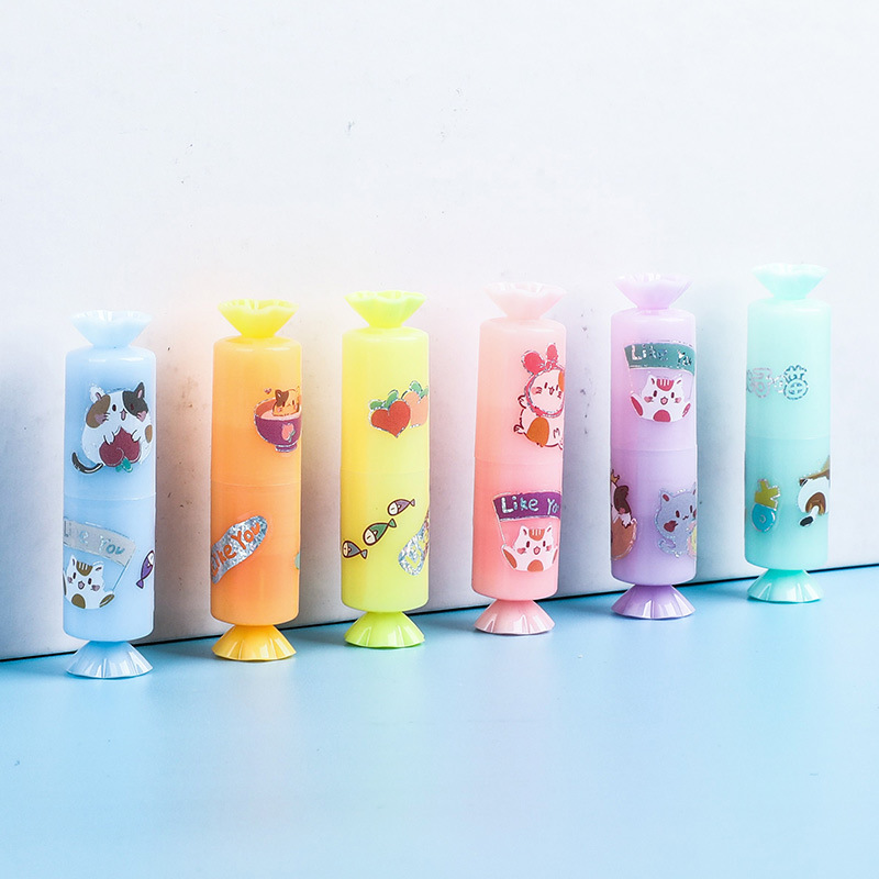 YS6060 Caramelo de dibujos animados estilo highlighter suministros escolares estudiante marcador con lindo DIY pegatinas