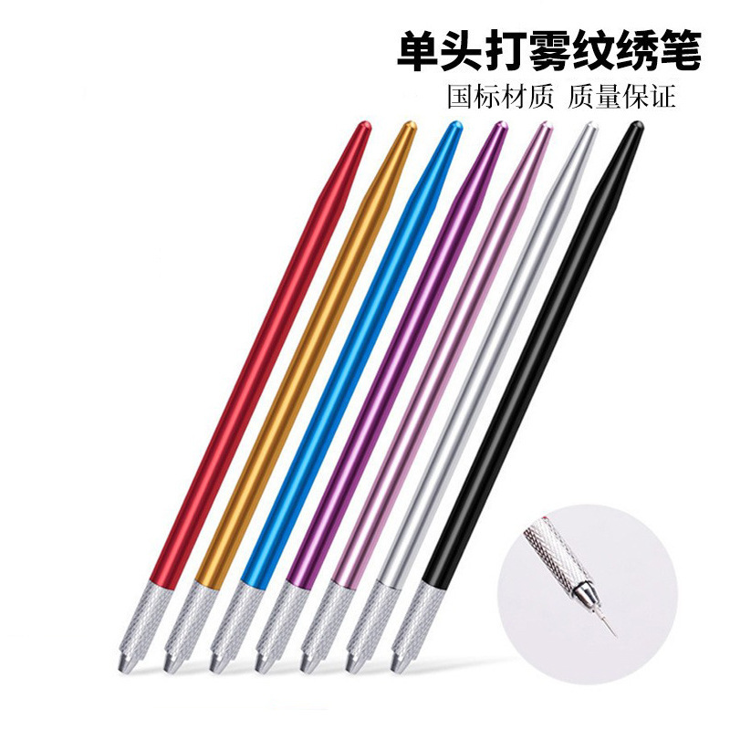 Factory Direct Sales Single-Head Misting Tattoo Pen No. 7 Eyebrow Tattoo Pen Korean-Style Metal Tattoo Manual Pen
