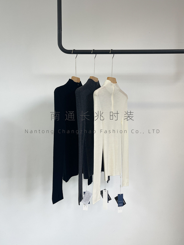 [云柔裸感]扬子纱半高领羊毛打底女/岛精无缝半开襟拉链/早秋显瘦|undefined