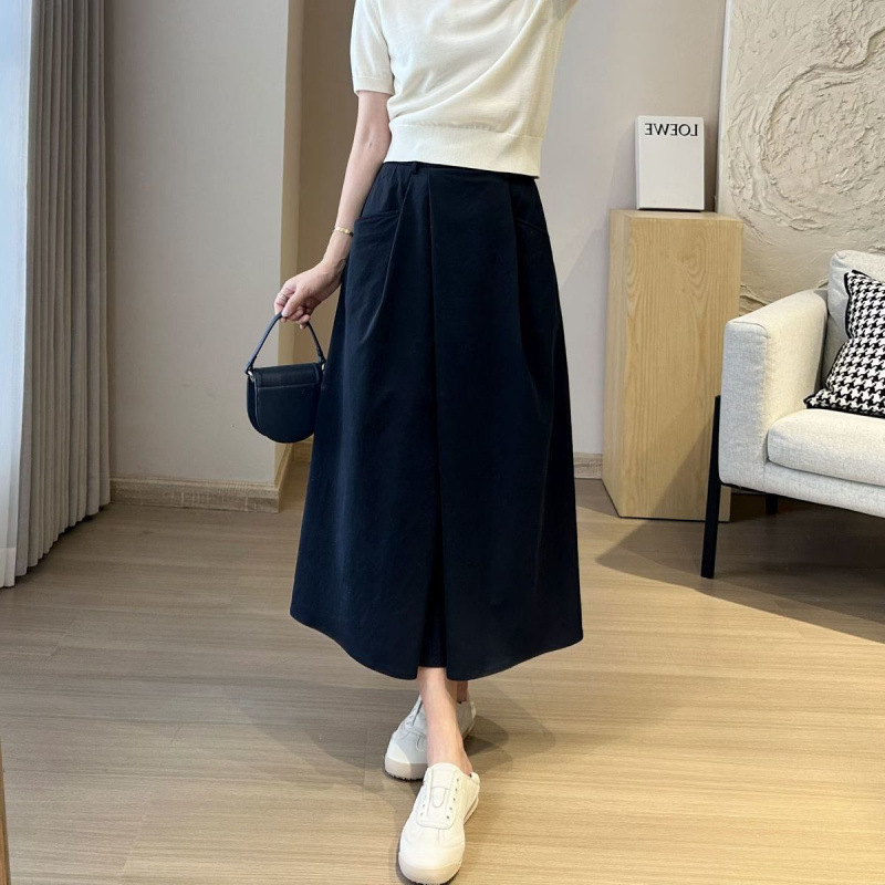简约百搭抗皱不对称纯色半身裙女|undefined