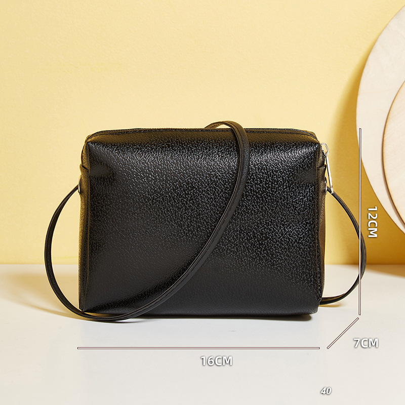 leather texture soft casual trend zipper apricot color soft single square bagpicture5