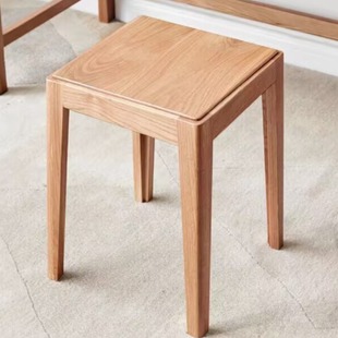 Solid Wood Stool Stackable Nordic Oak Living Room Household Log Square Stool Modern Simple Creative Bench Dressing Stool