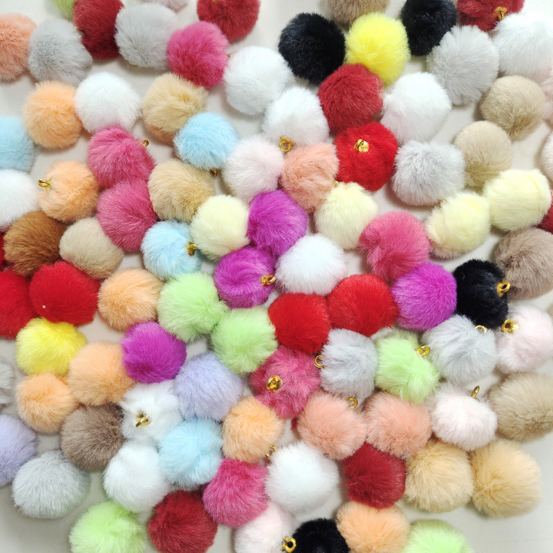 Soft little fragrant wind imitation rabbit fur ball pendant 20MM plush ball beads earrings mobile phone chain jewelry accessories