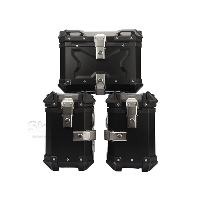 battery car trunk aluminum alloy | Motorcycle trunk - 45l35l-ordinary-three-boxes-black