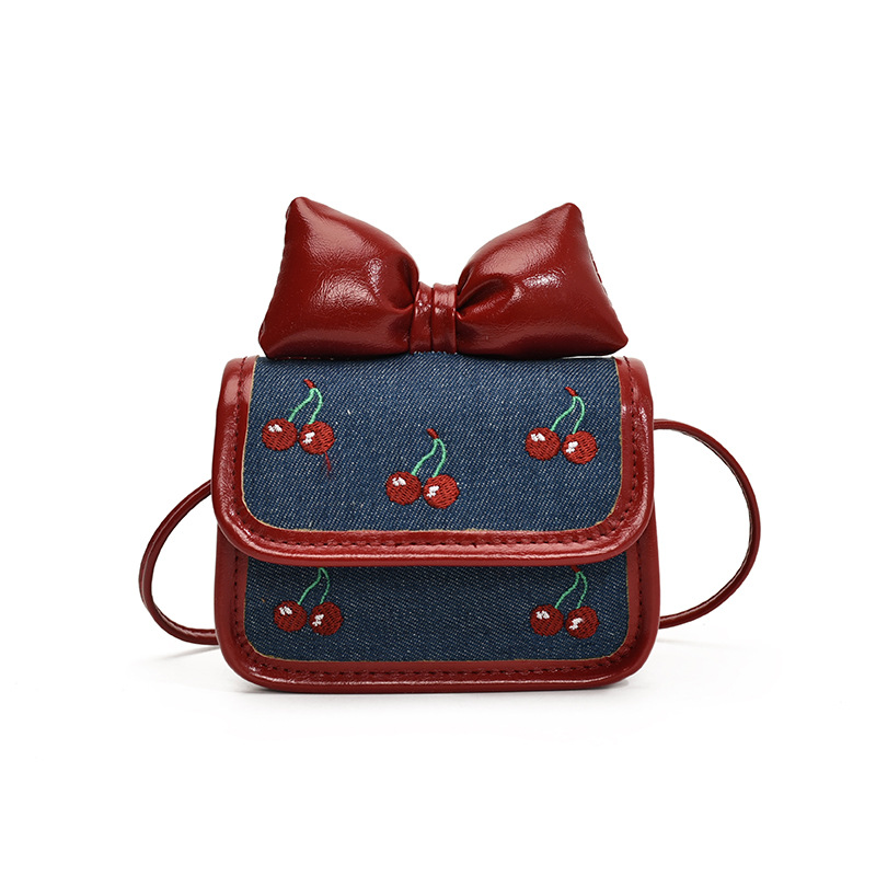Bolsa de hombro coreana para niños y niñas, arco dulce, mini mochila para bebés, lindos pequeños accesorios para niños de cereza