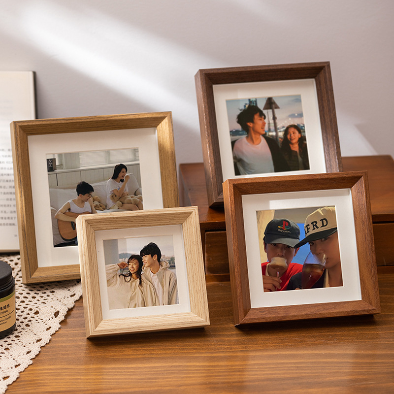 Wooden Small Photo Frame Display Stand Empty Frame Ins Style Mini Square Photo Frame Ornament 456inch Picture Frame Hollow Photo Frame Wholesale
