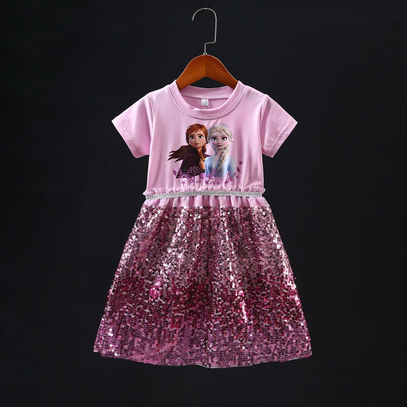 Ropa para niños Comercio exterior Nuevo vestido congelado verano estilo occidental Aisha falda Aisha manga corta Niña princesa vestido