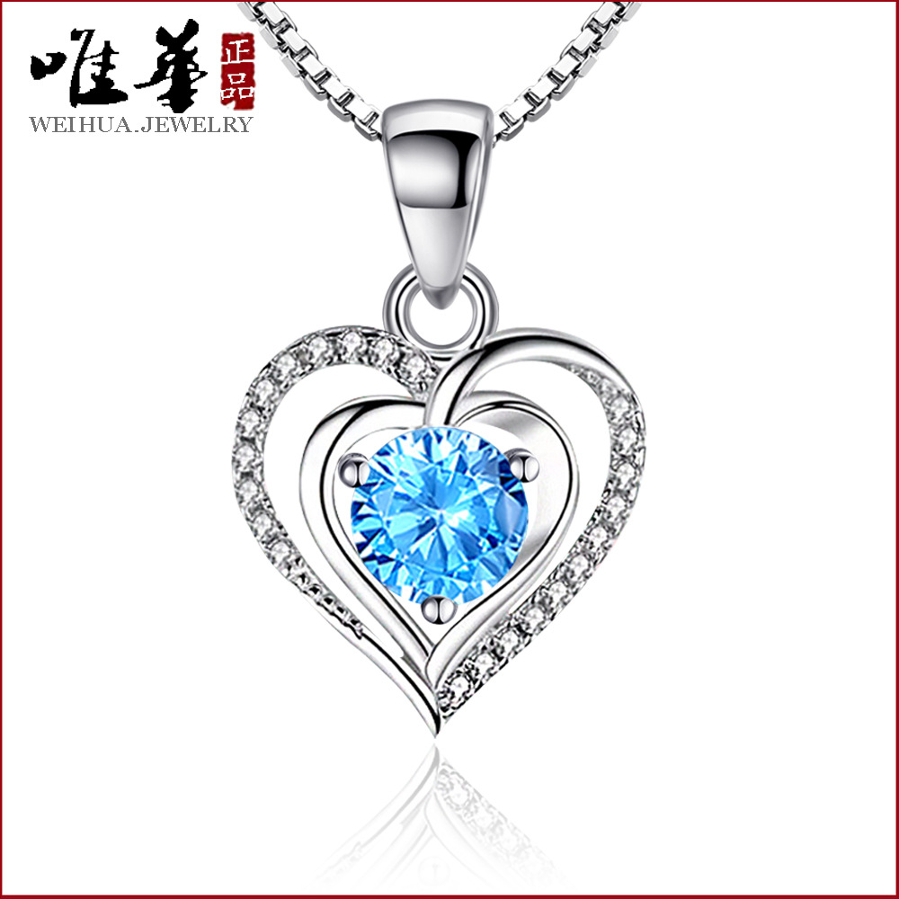 2021 New products Fast fashion Silver Pendant Heart-shaped Perliamo Full bore Necklace zircon Pendant