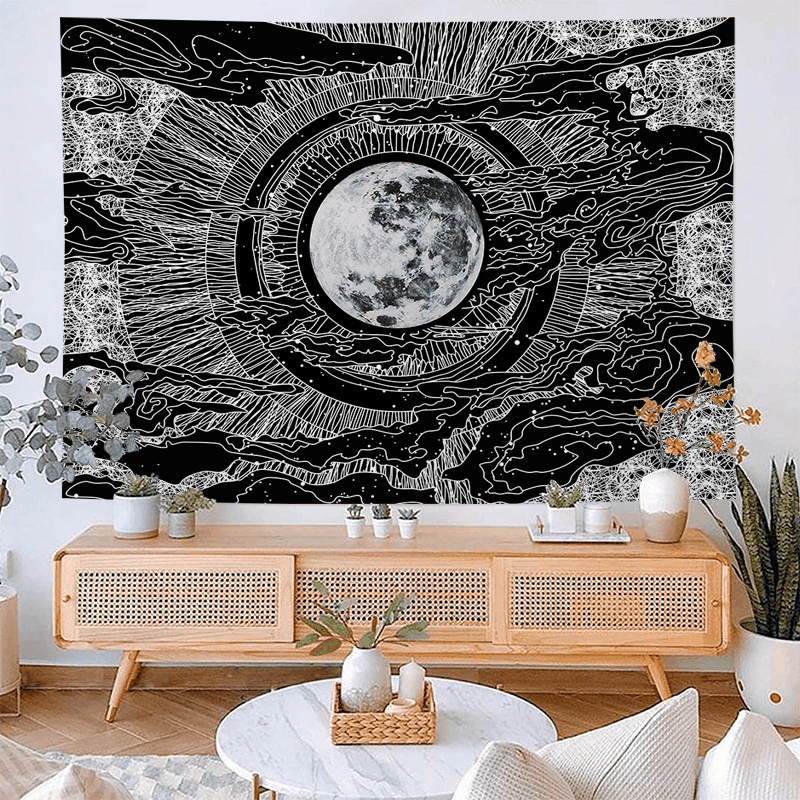 Full moon hanging painting hanging cloth wall cloth ins hanging cloth background cloth live broadcast Bohemian hanging_voghion.com