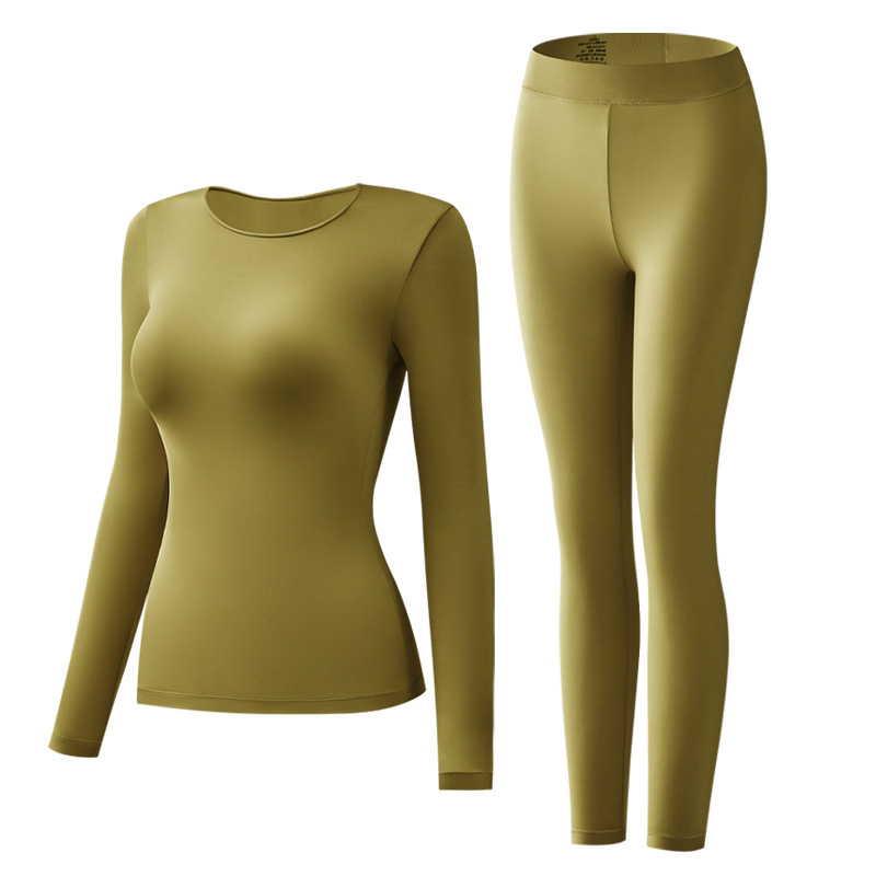 히알루론산 보습 따뜻한 긴팔 바지 열 피부 뷰티 마스크 가을 옷 긴 존스 높은 탄성베이스 따뜻한 세트 여성