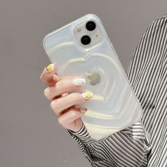 跨境ins透明立體愛心11適用蘋果15手機殼簡約13Pro防摔男女軟殼12