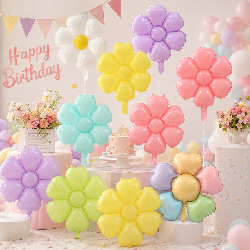 New Korean ins Daisy Aluminum Film Balloon Baby's Birthday Photo Props White Flower Plumeria Balloon New Korean ins Daisy Aluminum Film Balloon Baby's Birthday Photo Props White Flower Plumeria Balloon