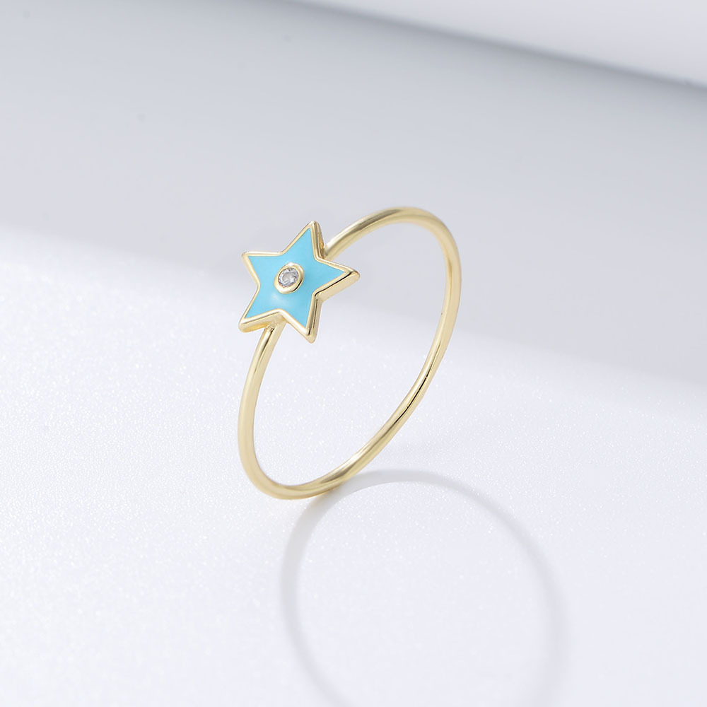 Venta caliente transfronteriza europea y americana s925 plata esterlina personalizada colorido pentagrama estrella gota anillo de aceite nicho ins estilo pulsera para las mujeres
