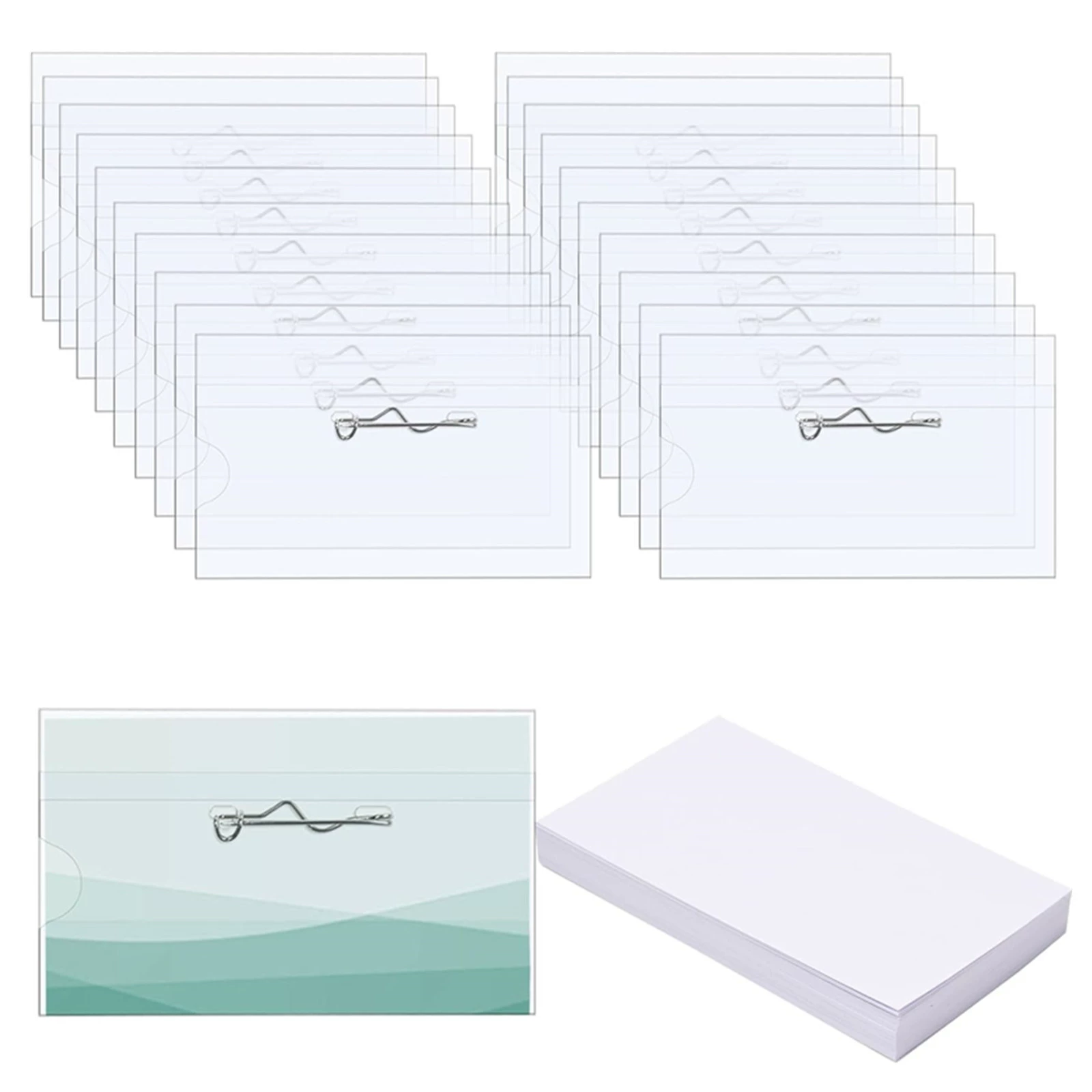 Прозрачный пластиковый держатель для удостоверений личности с белой бумагой-вставкой, 50 шт. Именные бирки (ZLP) 240606 ）