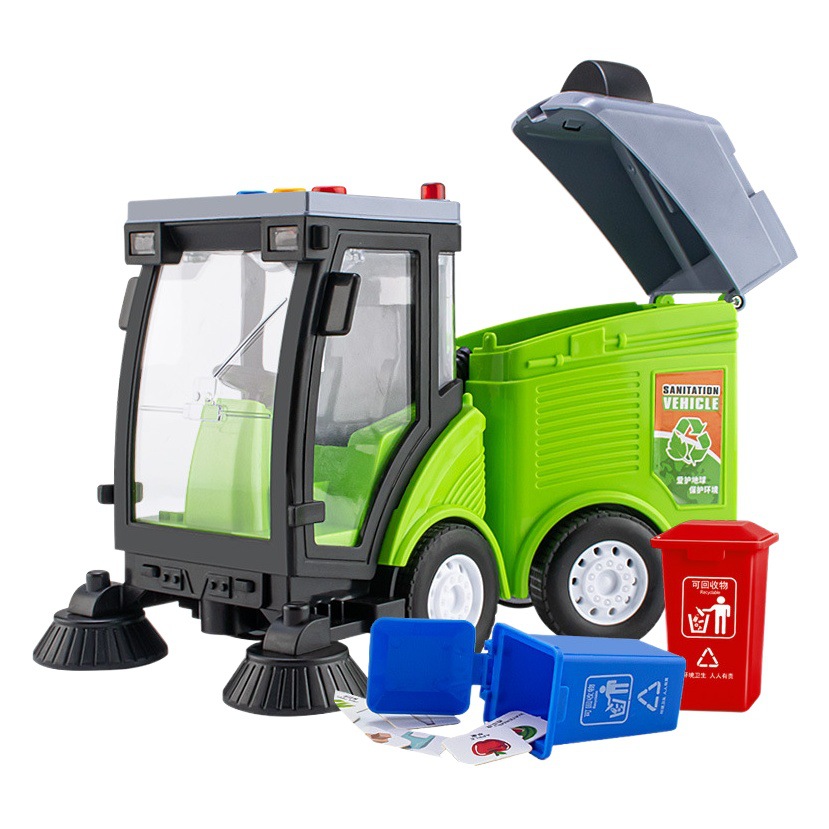 Gran barredora de basura de limpieza de saneamiento coche de carretera para niños barredora de niños juguete de rociadores de coche para niños