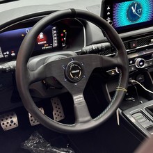 14寸GReddy MOMO改装运动赛车方向盘 JDM改装通用真皮快拆方向盘