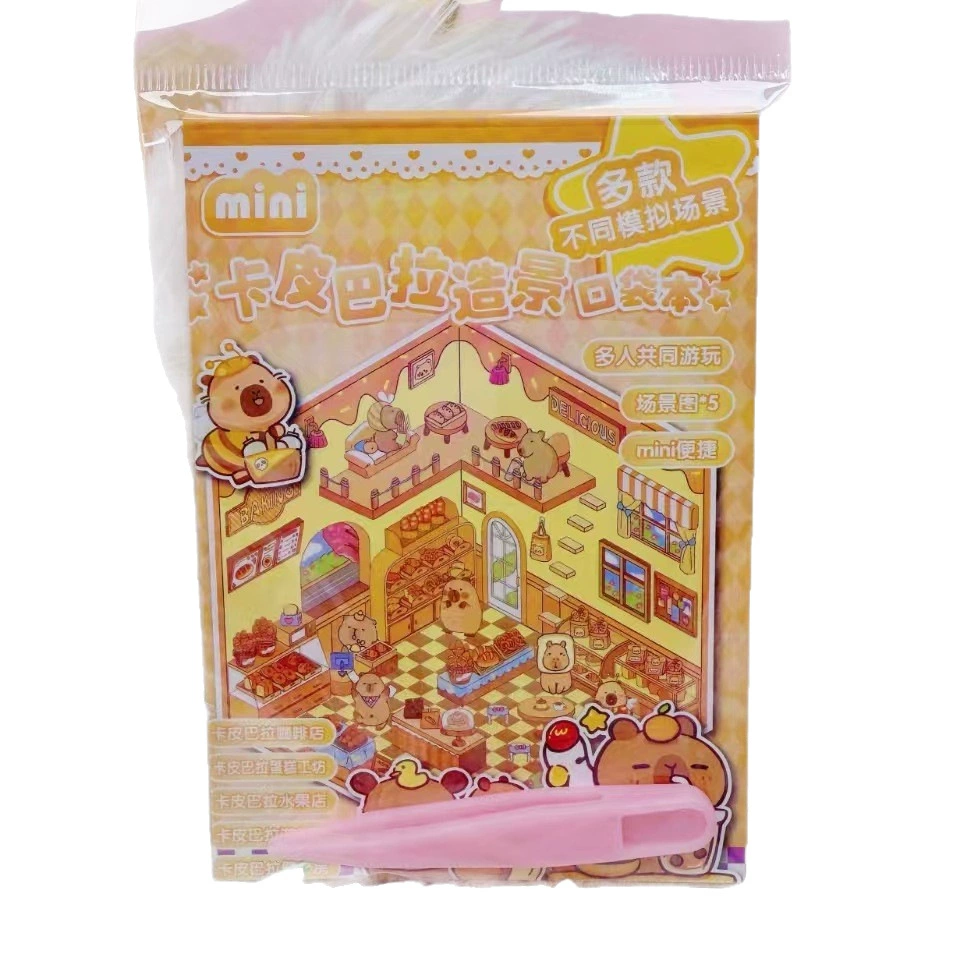 Набор наклеек в коробке (Sanrio Kulomi) мини-сцены, семейная игра с капибарой, с пинцетом