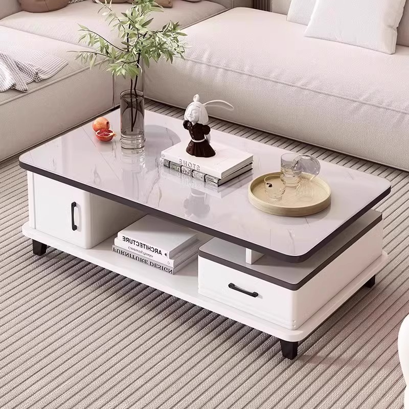 Mesa de té sala de estar pequeña casa de vidrio temperado mesa de té simple y moderna 2024 nuevo balcón de lujo pequeño mesa de té