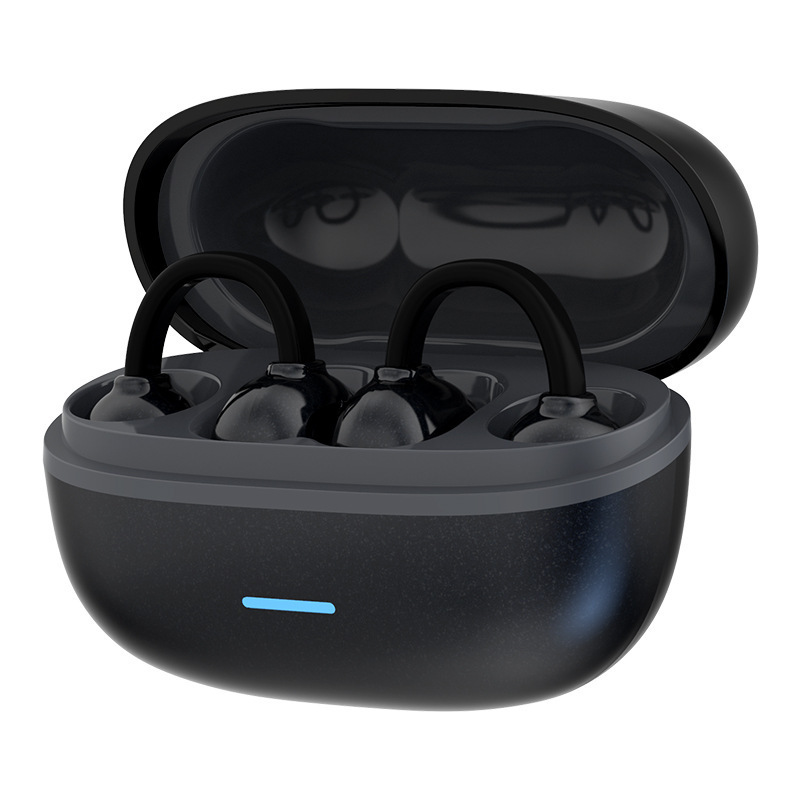 人気の D04 ノンインイヤー イヤークリップ ワイヤレス Bluetooth ヘッドセット アウトドア スポーツ ランニング 超長バッテリー寿命 ギフト|undefined