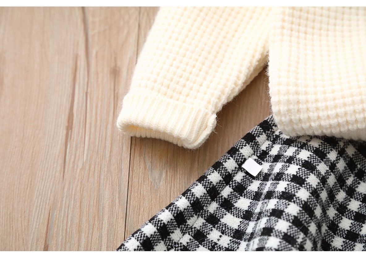 Kinderpullover Zweiteiler für Mädchen und Kinder Strickanzug Rock, Damen Schatz Revers_voghion.com