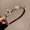 Retro headband from pearl, fashionable hair accessory for face washing, South Korea, internet celebrity
