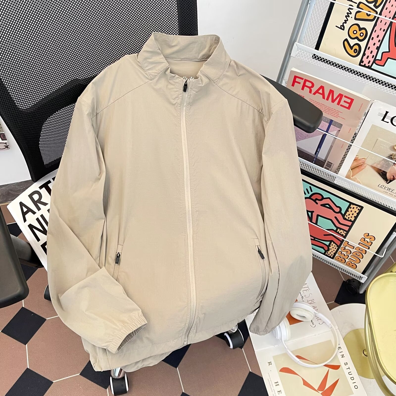 Cross-border cooling quick-drying sun protection men's new summer thin stand-collar loose jacket outdoor sports coat dropshipping