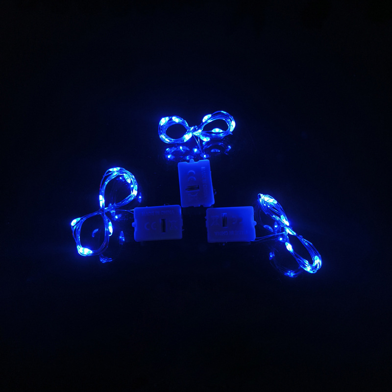 65000810 led铜线小白盒灯串-1米10灯 蓝色