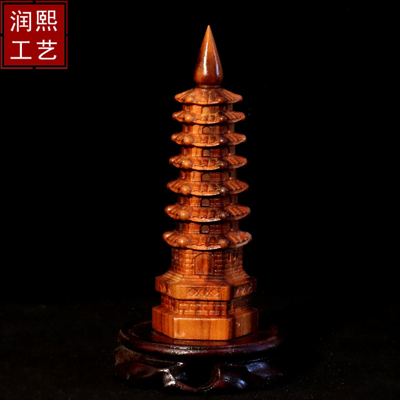 雷撃桃の木文昌塔純粋な手彫り工芸品研究室オフィス装飾品 9 層 11 層 13 層文昌|undefined