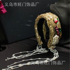 新商品オリジナル重工カチューシャ高首トップカチューシャ民族風流蘇頭飾り編みカチューシャ