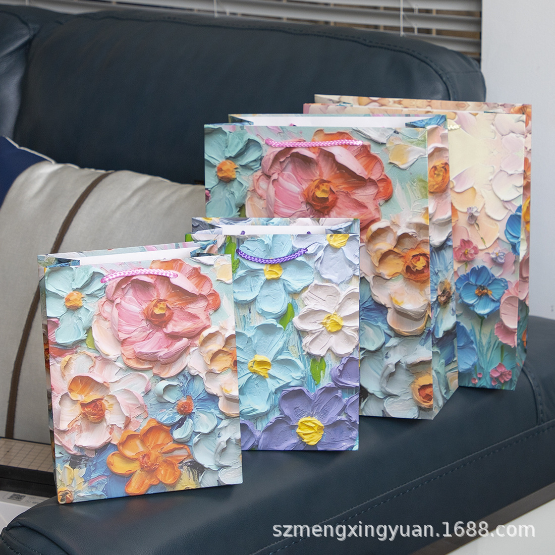 Bolsa de regalo de pintura al óleo creativa Bolsa de papel de mano Bolsa de regalo de cumpleaños Bolsa de regalo de día de San Valentín Bolsa de regalo de flores Bolsa de papel