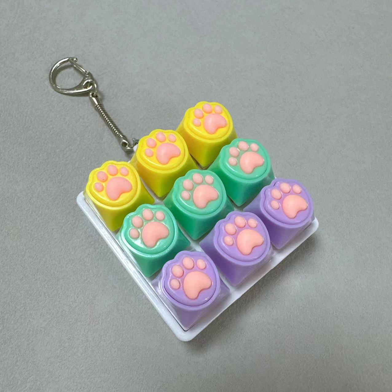 Nine-key white shell-silicone cat claw (yellow