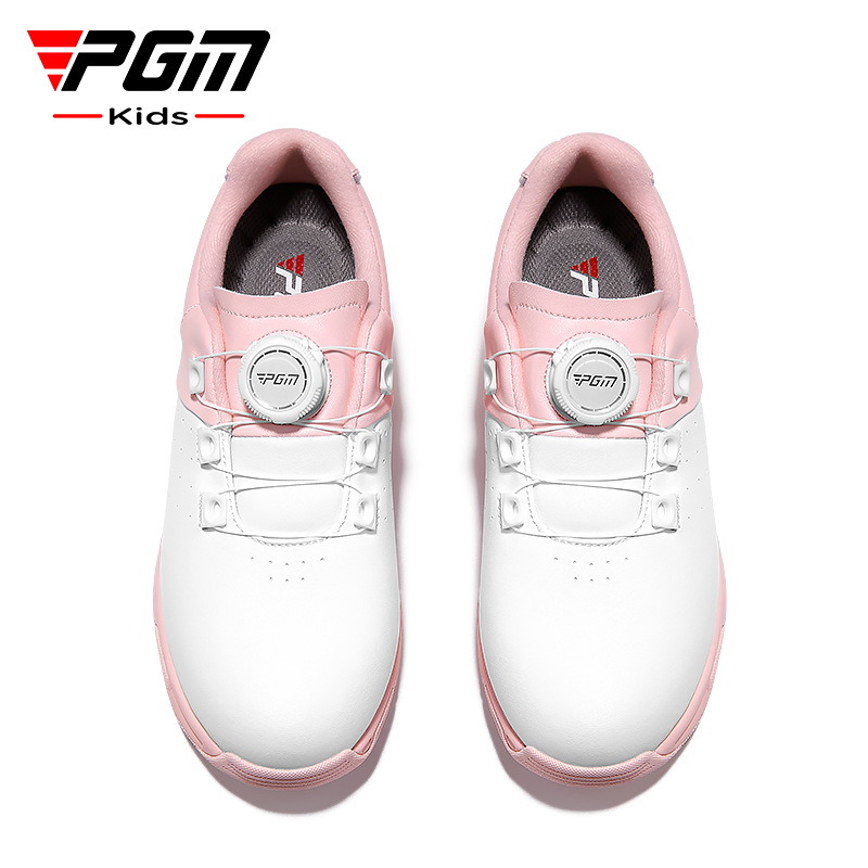 Giày golf sneaker trẻ em PGM chống trượt chống nước núm vặn dây — XZ307-Trắng hồng