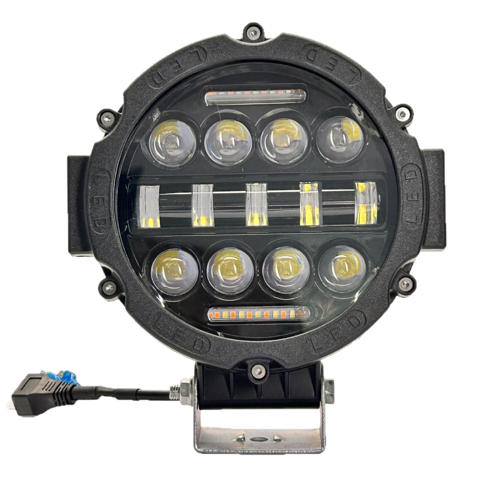 Qìchē Round 15-LED Dual Color Car Light, Work Light, Daytime Running Light (İşçi projektorları) - black