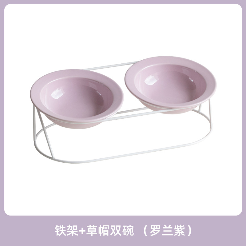 Cerámica inclinada para artículos de mascotas doble cuello protector de cuello para gatos tazón de comida para gatos aumento anti-derroquear tazón de agua para gatos y perros tazón de grano