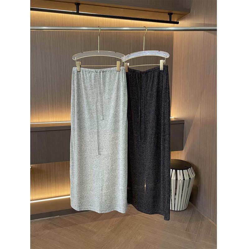 HID overskirt series ~ elastic waist back split linen straight tube casual simple style long autumn and summer skirt for children