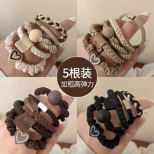 高级感咖色马尾发绳秋冬耐用发圈女扎头绳皮筋头饰女发饰皮套批发