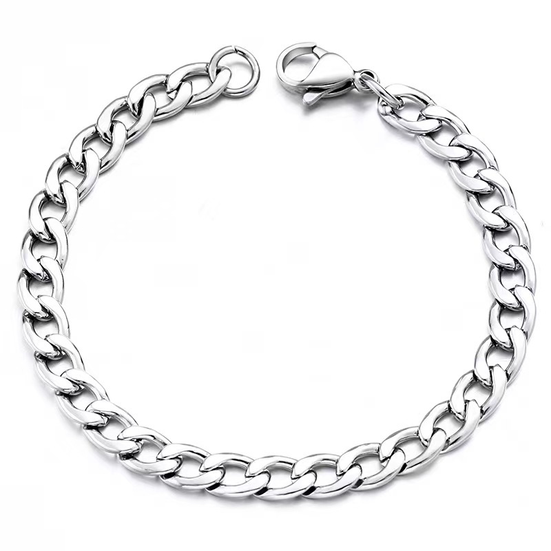 Stainless steel hip hop fashion simple all-match Cuban Bracelet Men's trendy men's bracelet trendy titanium steel bracelet women Wholesale