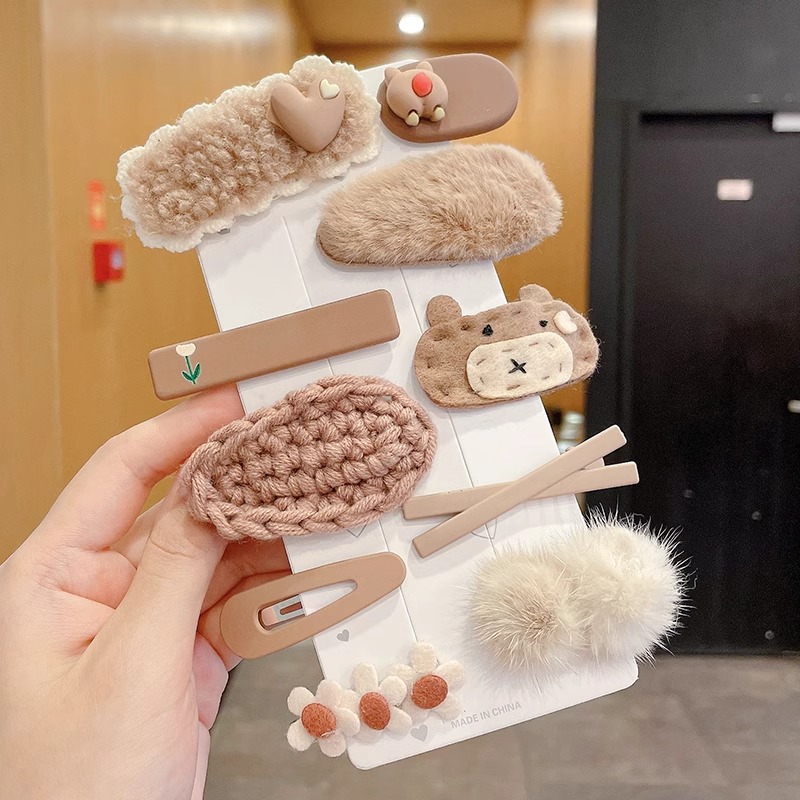 Clip de cabello de color lindos para mujeres bordas laterales frangeas de alta sensación de clip de borde de la frente rotura cabello de boca de pato tocado