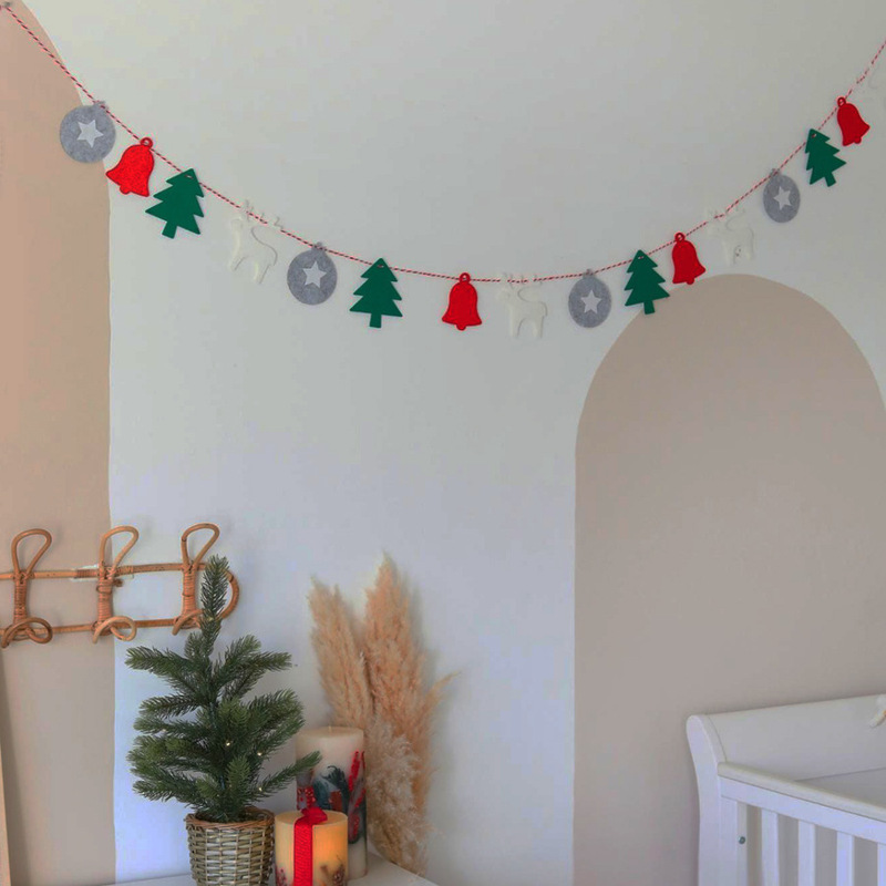 クロスボーダー新しいクリスマスフェルトフラワーメリークリスマスレターフラッグシーンレイアウト小道具|undefined