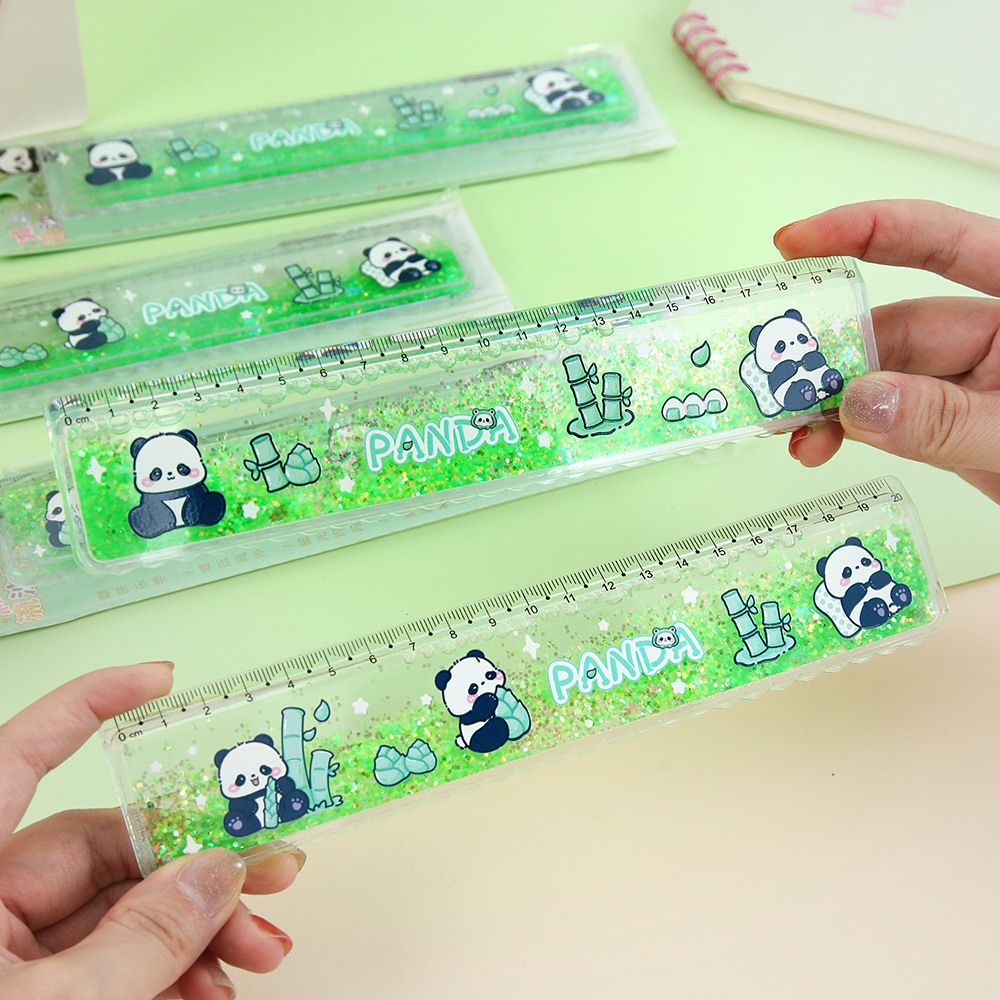 Dibujo de dibujos animados panda 20cm de alto valor nominal regla de dibujo para estudiantes de primaria gruesa regla de papelería