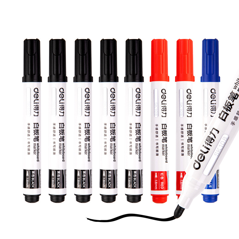 Deli-Bolígrafo para pizarra blanca, borrable, a base de agua, negro, de gran capacidad, de cabeza gruesa, para tablero de dibujo, bolígrafo para escribir, rotulador