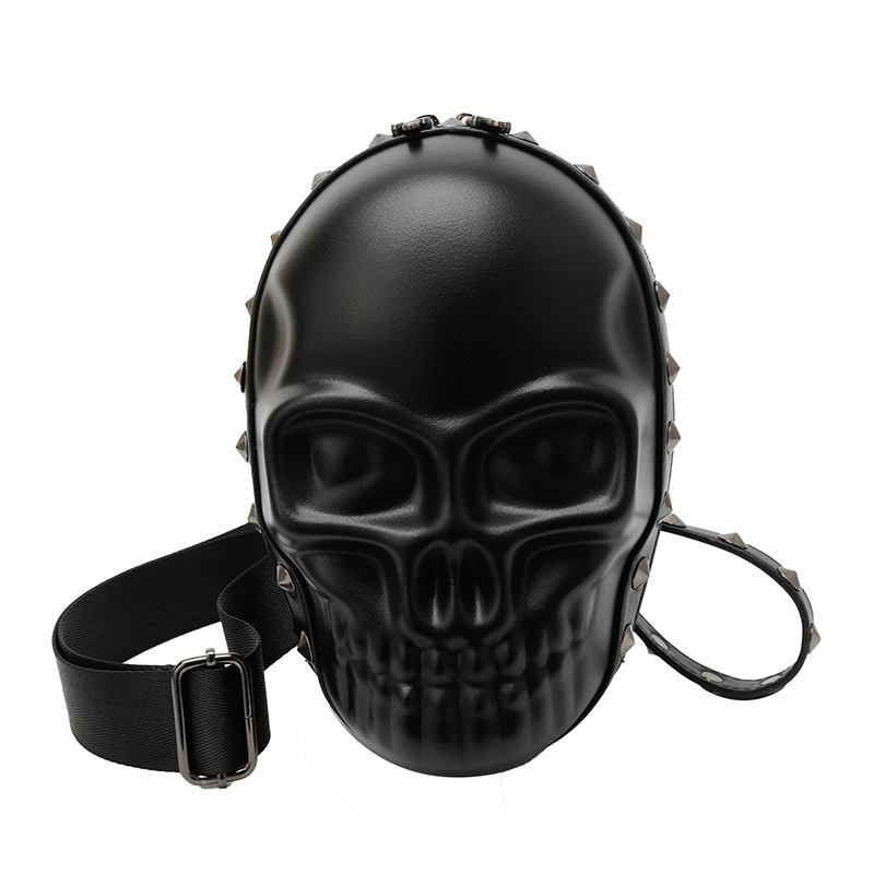 Bolso bandolera de calavera con personalidad de nuevo estilo para hombres, estilo de nicho de alta gama, mochila pequeña con remaches, bolsa de pecho, bolsa de locomotora deportiva, marea