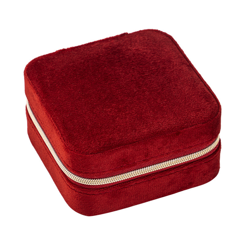 Caja de joyería de terciopelo del fabricante original, caja de almacenamiento de joyería de estilo europeo y americano, de una sola capa, portátil, de viaje, de alta gama.